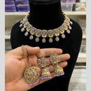 Hira Collections Gold Plated Crystal Stone And Pearl Necklace Set