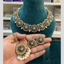 Hira Collections Gold Plated Crystal Stone And Beads Necklace Set