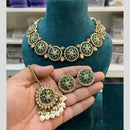 Hira Collections Gold Plated Crystal Stone And Beads Necklace Set