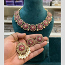 Hira Collections Gold Plated Crystal Stone And Beads Necklace Set