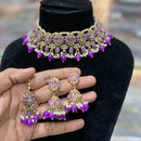 Hira Collections Traditional Gold Plated  Pearls and Crystals Choker Necklace Set