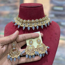 Hira Collections Traditional Gold Plated  Beads and Crystals Necklace Set