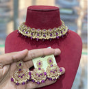 Hira Collections Traditional Gold Plated  Beads and Crystals Necklace Set