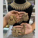 Hira Collections Traditional Gold Plated  Beads and Crystals Necklace Set