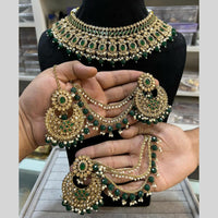 Hira Collections Traditional Gold Plated  Beads and Crystals Necklace Set