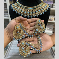 Hira Collections Traditional Gold Plated  Beads and Crystals Necklace Set