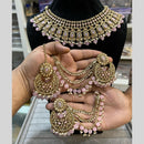 Hira Collections Traditional Gold Plated  Beads and Crystals Necklace Set