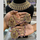 Hira Collections Traditional Gold Plated  Beads and Crystals Necklace Set