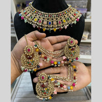 Hira Collections Traditional Gold Plated  Beads and Crystals Necklace Set