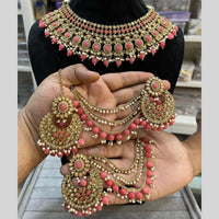 Hira Collections Traditional Gold Plated  Beads and Crystals Necklace Set