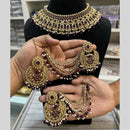 Hira Collections Traditional Gold Plated  Beads and Crystals Necklace Set
