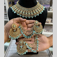 Hira Collections Traditional Gold Plated  Beads and Crystals Necklace Set