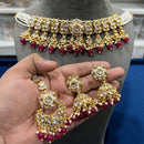Hira Collections  Gold Plated Royal Kundan Stone And Beads Necklace Set