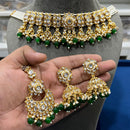 Hira Collections  Gold Plated Royal Kundan Stone And Beads Necklace Set