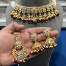 Hira Collections  Gold Plated Royal Kundan Stone And Beads Necklace Set