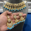 Hira Collections  Gold Plated Royal Kundan Stone And Beads Necklace Set
