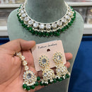 Hira Collections  Gold Plated Royal Kundan Stone And Beads Necklace Set