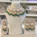 Hira Collection Gold Plated Kundan Stone And Beads Meenakari Choker Necklace Set