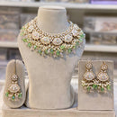 Hira Collection Gold Plated Kundan Stone And Beads Meenakari Choker Necklace Set