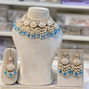 Hira Collection Gold Plated Kundan Stone And Beads Meenakari Choker Necklace Set