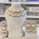 Hira Collection Gold Plated Kundan Stone And Beads Meenakari Choker Necklace Set