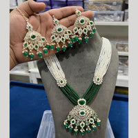Hira Collections Gold Plated Kundan Stone And Pearls Beads Necklace Set