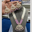 Hira Collections Gold Plated Kundan Stone And Pearls Beads Necklace Set
