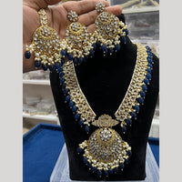 Hira Collections Gold Plated Kundan Stone And Pearls Beads Necklace Set