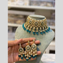 Hira Collection Traditional Gold Plated Kundan & Beaded Choker Necklace Set