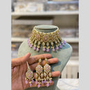 Hira Collection Traditional Gold Plated Kundan & Beaded Choker Necklace Set