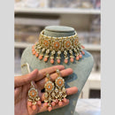 Hira Collection Traditional Gold Plated Kundan & Beaded Choker Necklace Set