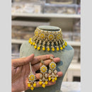 Hira Collection Traditional Gold Plated Kundan & Beaded Choker Necklace Set