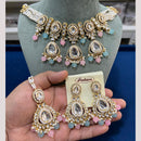 Hira Collections Gold Plated Kundan Stone And Pearls Beads Necklace Set