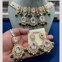 Hira Collections Gold Plated Kundan Stone And Pearls Beads Necklace Set