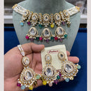 Hira Collections Gold Plated Kundan Stone And Pearls Beads Necklace Set