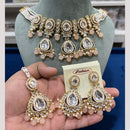 Hira Collections Gold Plated Kundan Stone And Pearls Beads Necklace Set