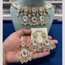 Hira Collections Gold Plated Kundan Stone And Pearls Beads Necklace Set