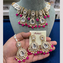 Hira Collections Gold Plated Kundan Stone And Pearls Beads Necklace Set