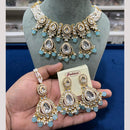 Hira Collections Gold Plated Kundan Stone And Pearls Beads Necklace Set