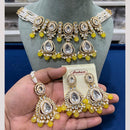 Hira Collections Gold Plated Kundan Stone And Pearls Beads Necklace Set
