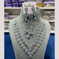 Hira Collections Gold Plated Crystal And Austrian Stone Necklace Set