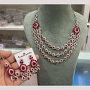 Hira Collections Gold Plated Crystal And Austrian Stone Necklace Set