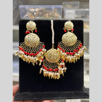 Hira Collection Gold Plated Beads Earring With Maangtikka