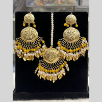Hira Collection Gold Plated Beads Earring With Maangtikka