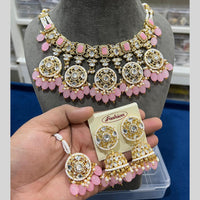 Hira Collections Gold Plated Kundan Stone And Pearls Choker Necklace Set