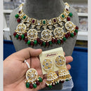 Hira Collections Gold Plated Kundan Stone And Pearls Choker Necklace Set
