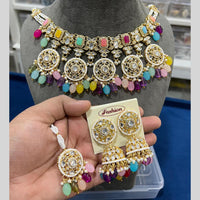 Hira Collections Gold Plated Kundan Stone And Pearls Choker Necklace Set