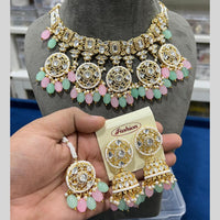 Hira Collections Gold Plated Kundan Stone And Pearls Choker Necklace Set