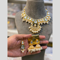 Hira Collections Gold Plated Kundan And Pearls Beads Necklace Set