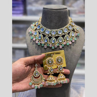 Hira Collections Gold Plated Kundan And Pearls Beads Necklace Set